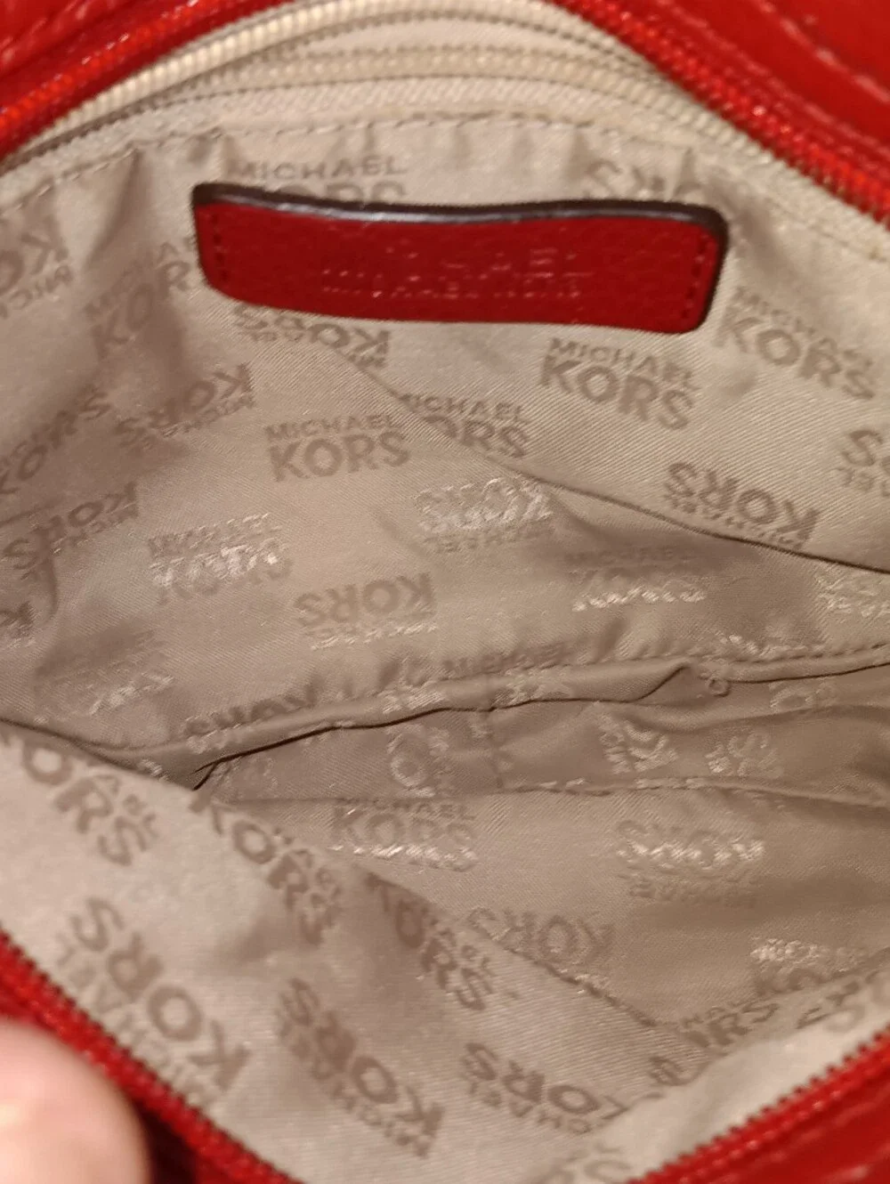 Michael Kors Red Leather Shoulder Bag with Tassel